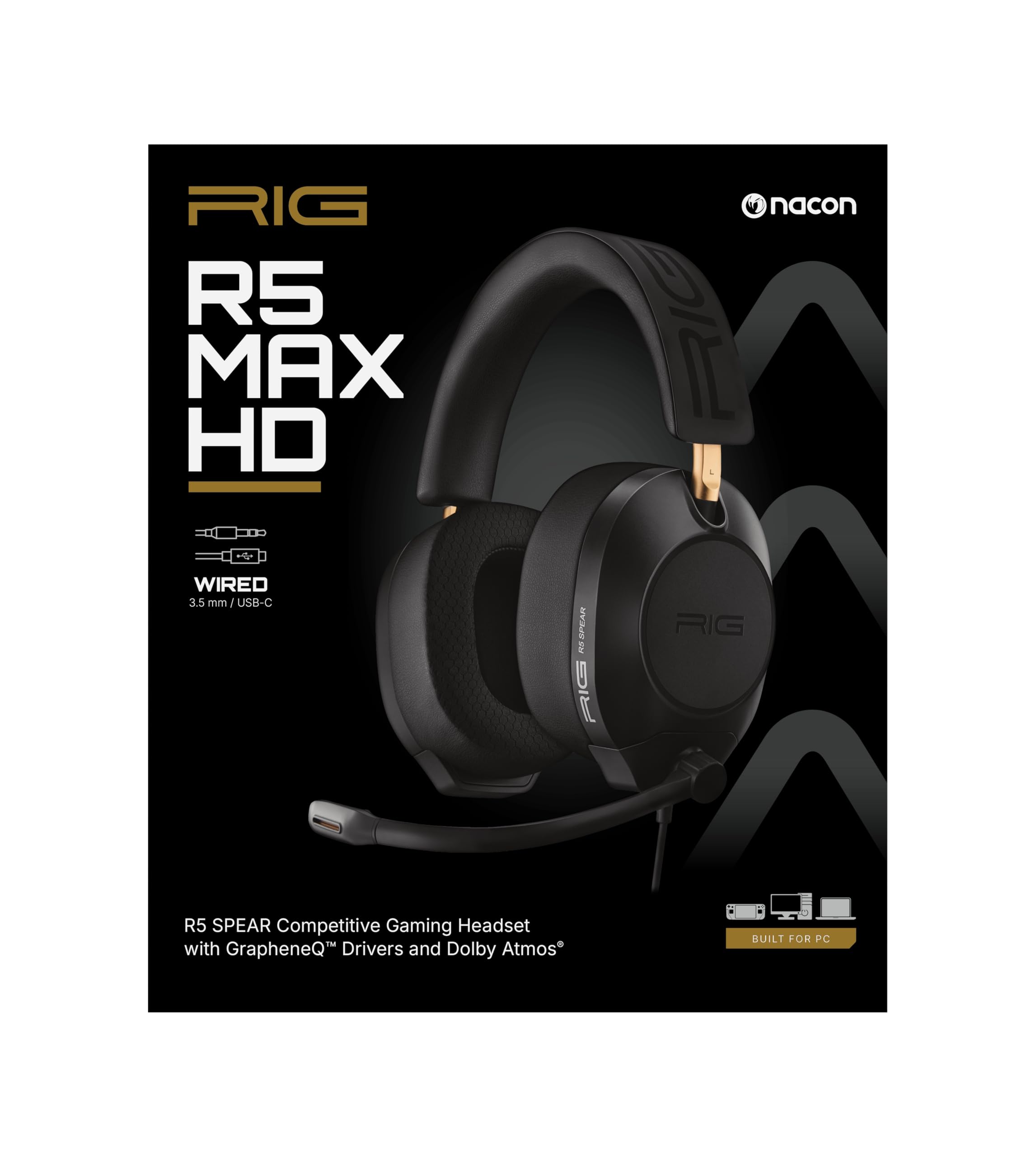 RIG R5 Spear MAX HD Wired Gaming Headset for PC, PS5, Xbox – 40mm GrapheneQ™ Drivers, Dolby Atmos 3D Audio, Detachable Mic, USB-C Audio DAC, Memory Foam Ear Cushions, 3.5mm — view 12