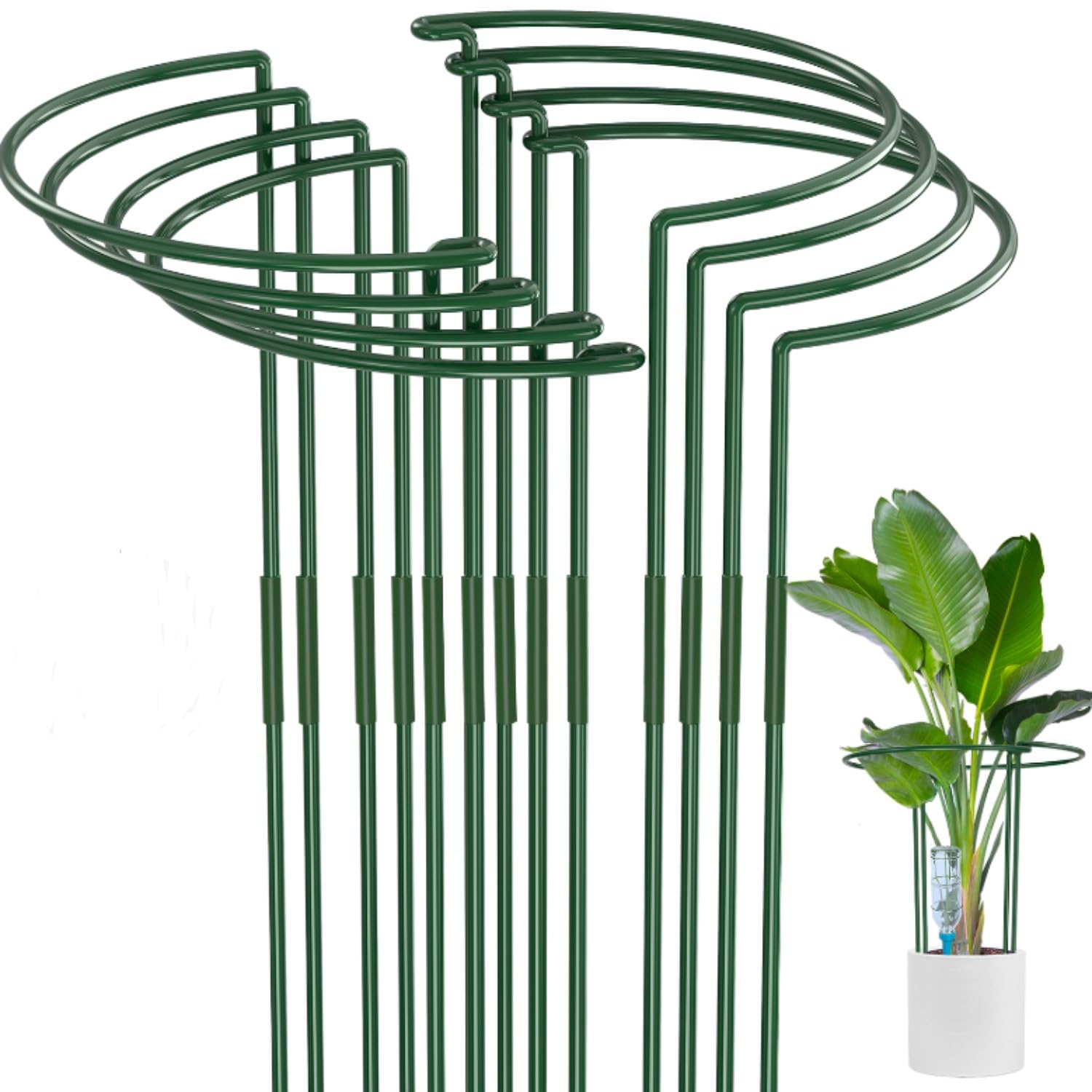 LyTaispuly 8 PCS 70 cm High Plant Support Stakes, Tall Strong Metal Half Round Garden Supports,Green Bow Type Flower Hoops Ring Cage for Hydrangea Peony Monstera Rose Tomato