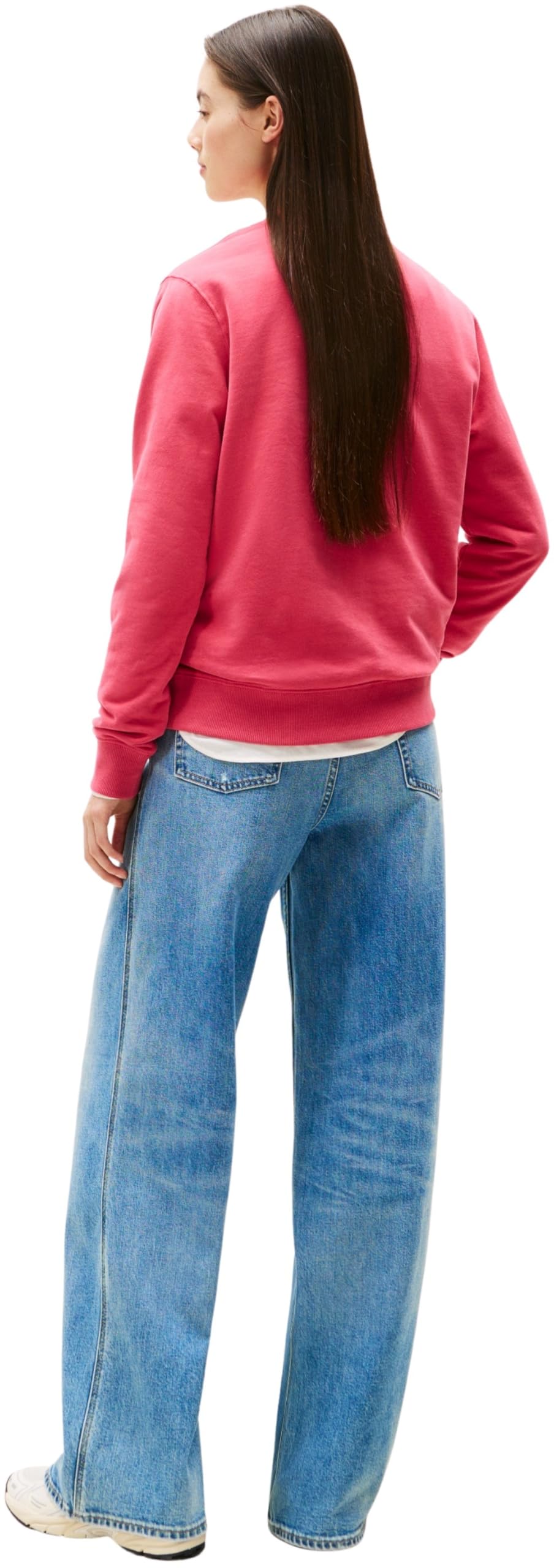 Tommy Jeans Donna Felpa Logo in Cotone, Rosso (Vintage Cerise), 1XL