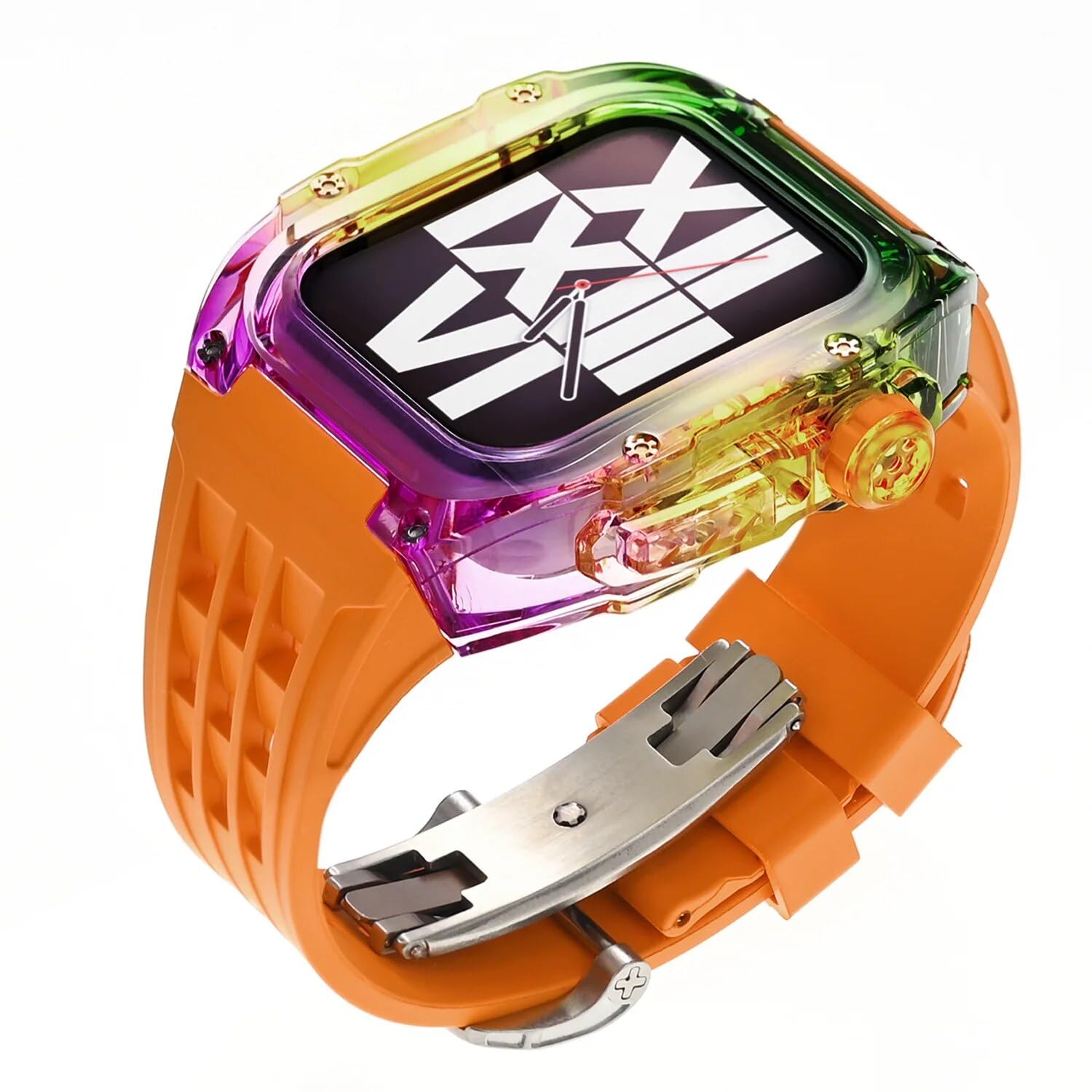 Correa de silicona arcoíris con funda para Apple Watch Serie 4 y SE 44mm 7