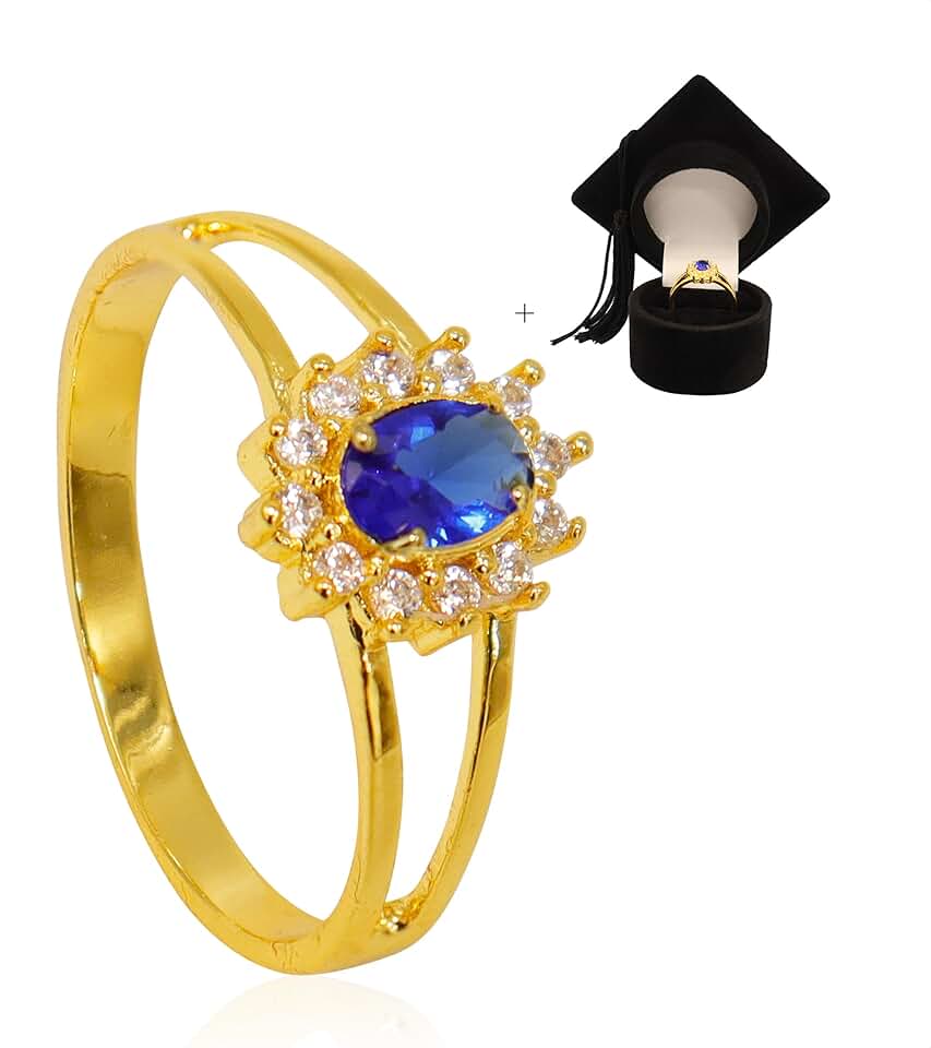 Anel de Formatura Feminino De Moeda Antiga Banhado A Ouro Com Capelo - Pedagogia