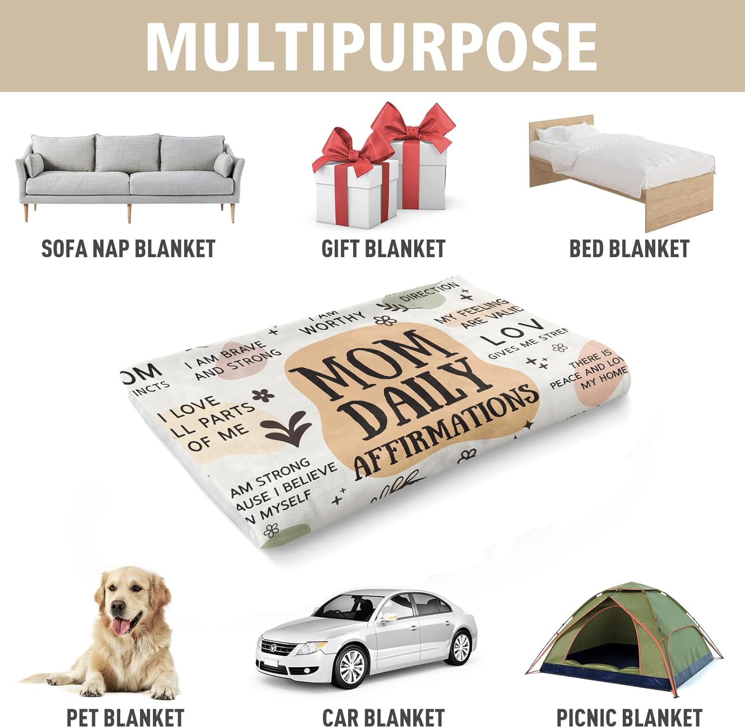 BaubleDazz New Mom Gifts Blanket, Mama Daily Affirmations, Postpartum Pregnancy Gift for First Time Moms, Mommy to Be, Mama, New Mom Essentials, First Mothers Day Birthday Gifts for Moms(80" x 60") - Image 4