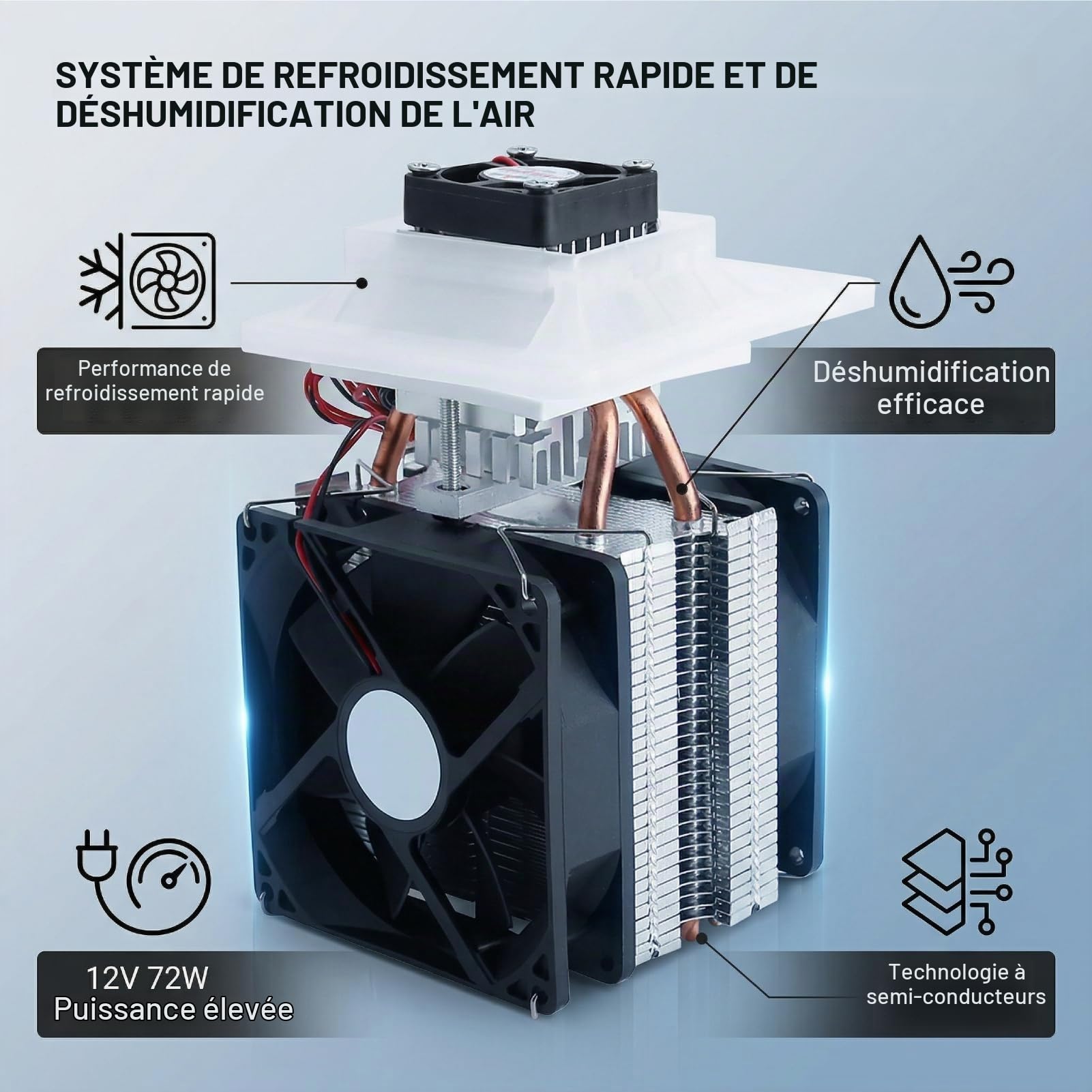 Refroidisseur Thermoélectrique, Système de Déshumidification à Refroidissement par Air Thermoélectrique Peltier à Semi Conducteur 12V