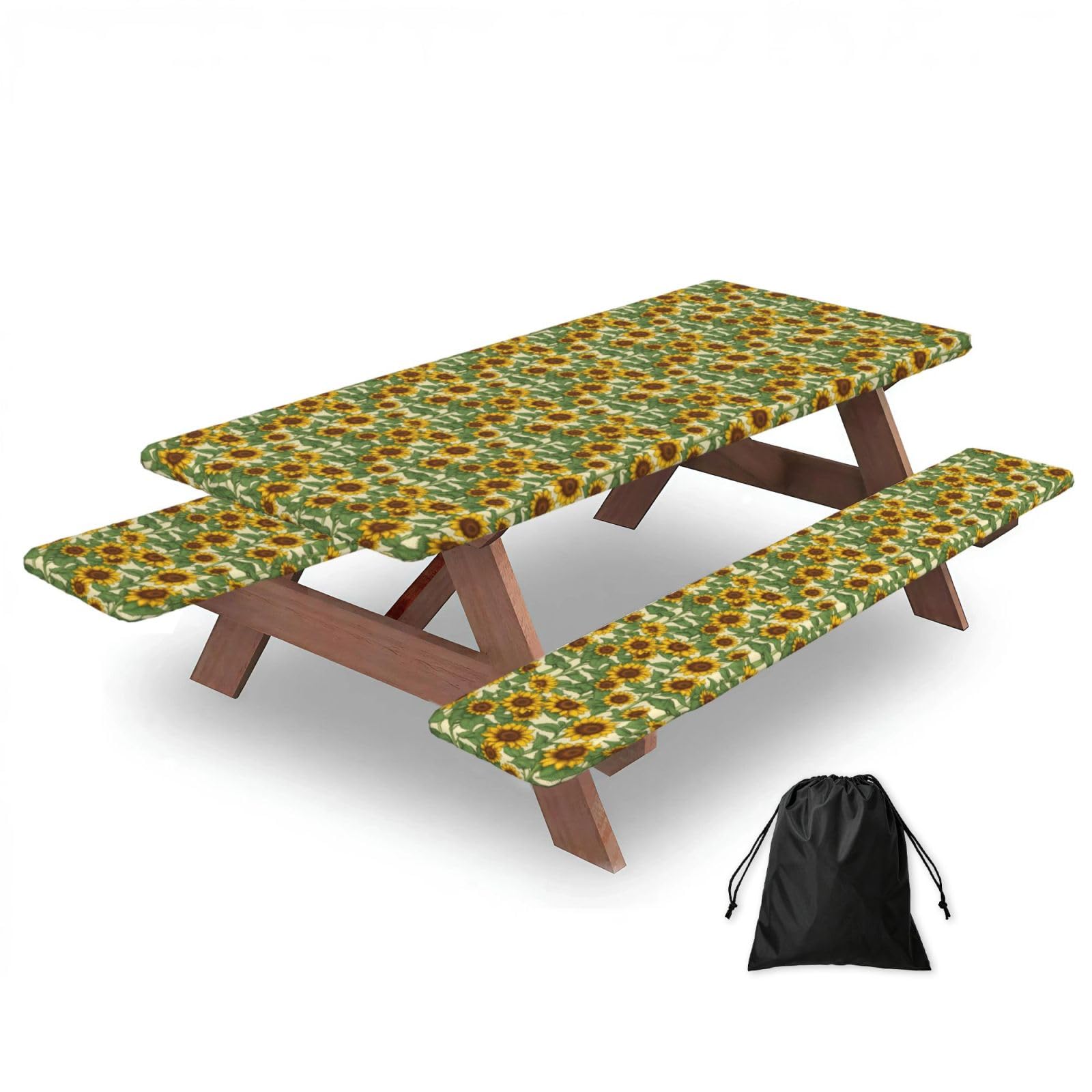 AYYQWE Sunflower Print Picnic Table Bench Cover Outdoor Garden Party Decor Daily Accessory Gift