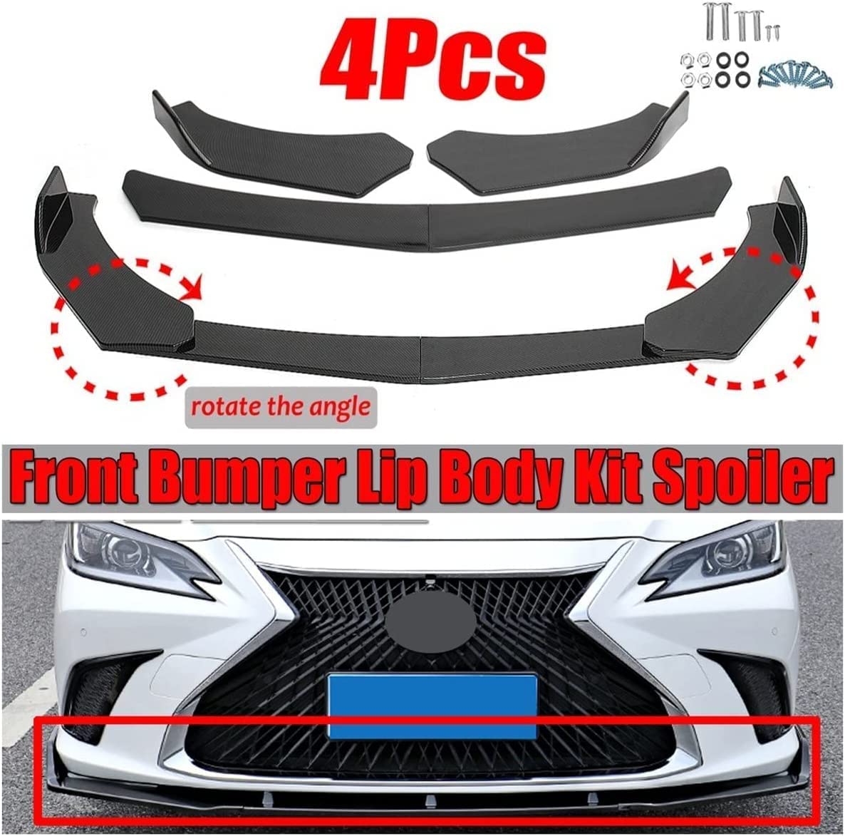 Pare-Chocs Lèvre Avant Sport Pour Seat Leon 5F MK3 MK4 Et Ibiza 6J 6L - Kit 4 Pièces En Aspect Fibre De Carbone