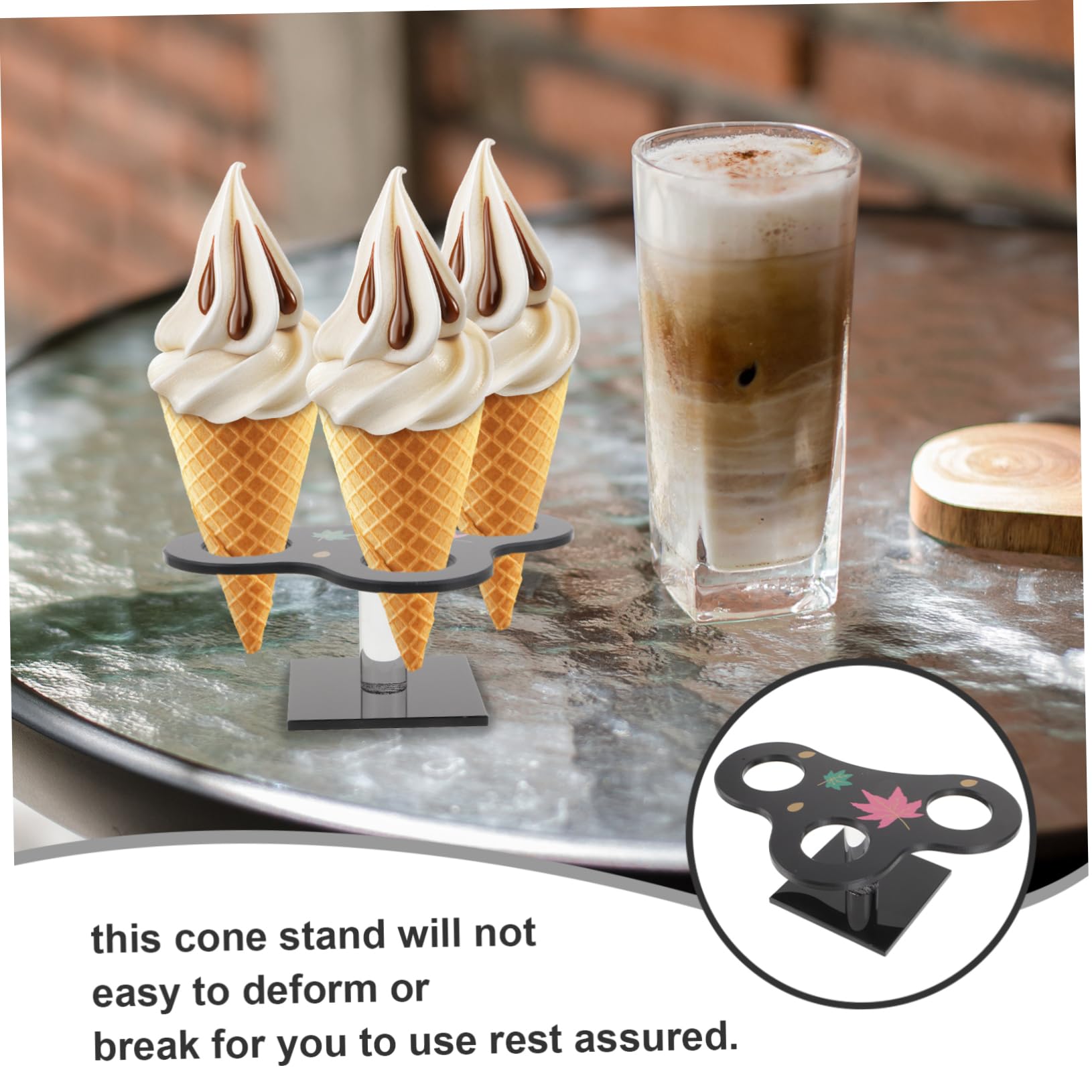 BRIGHTFUFU Ice Cream Storage Rack Ice Cream Stands Large Cone Holders Ice Cream Cone Dispenser Popcorn Cone Display Rack Cone Stand Display Shelf Fries Holder Acrylic Black