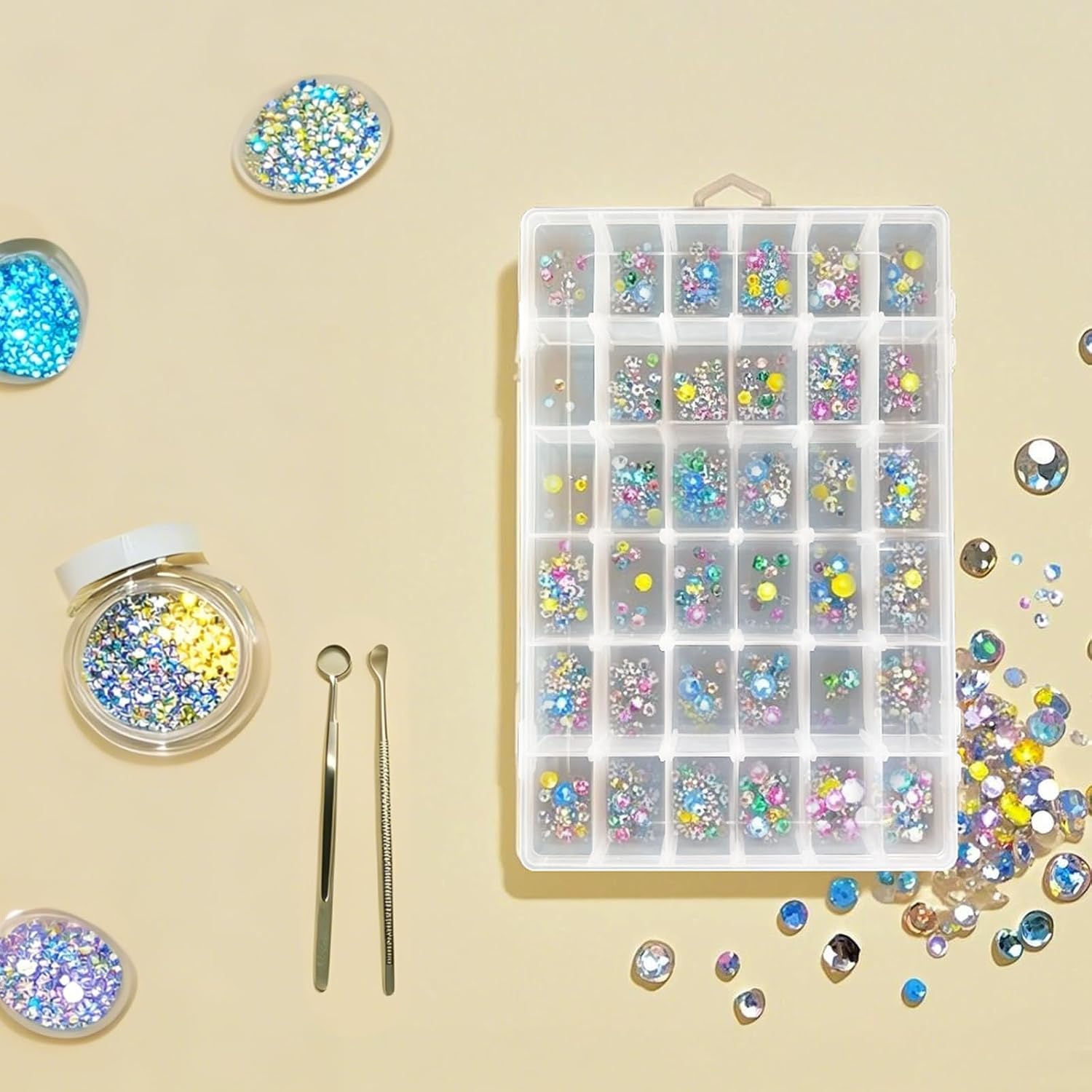 Guyuyii 2 Pack Bead Storage Containers with Adjustable Dividers - for Jewelry Making, Craft Supplies, Fishing Tackle, with 2 Sheets Label Stickers - Compatible with Beads, Earrings, and Small Hardware