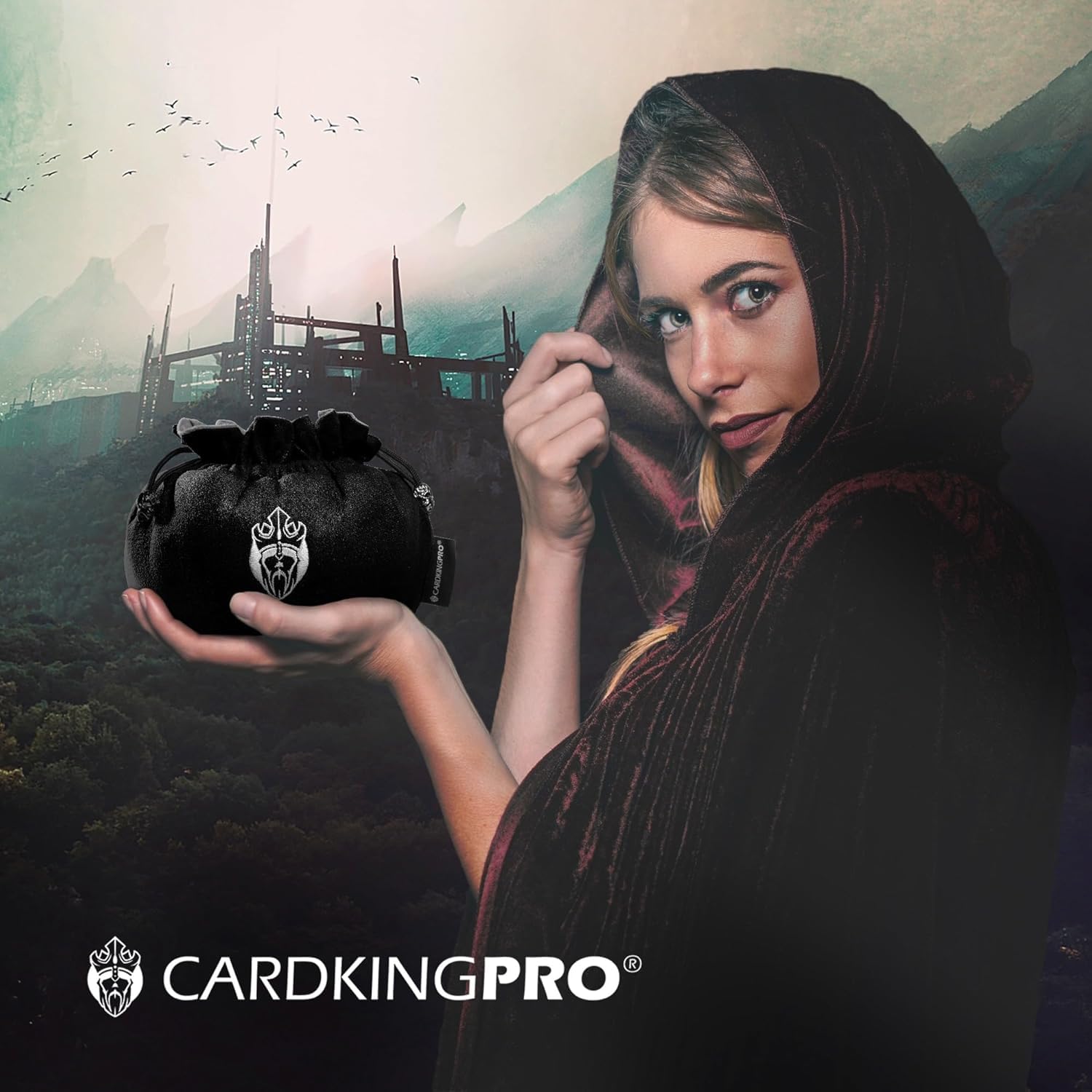 CardKingPro Immense Würfelbeutel mit Taschen – Schwarz – Kapazität 150+ Würfel – Großartiger Organizer für Würfelsammler, Perfekt für Dungeons and Dragons [Patentiertes Design]