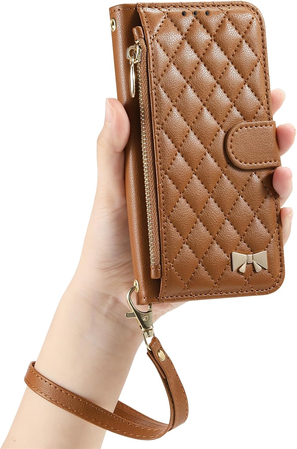 Compatible with Sharp Aquos sense10 5G Compatible with Sharp Aquos sense9 5G M29SG Flip Kickstand Zipper Wallet with a Lanyard and Magnetic Closure Phone Case Brown