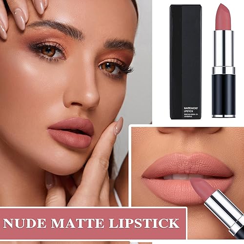 Miniatura 2 de Lápiz labial mate nude sedoso y suave, brillo de labios nude, brillo de labios nude, lápiz labial mate, regalos de maquillaje de labios para
