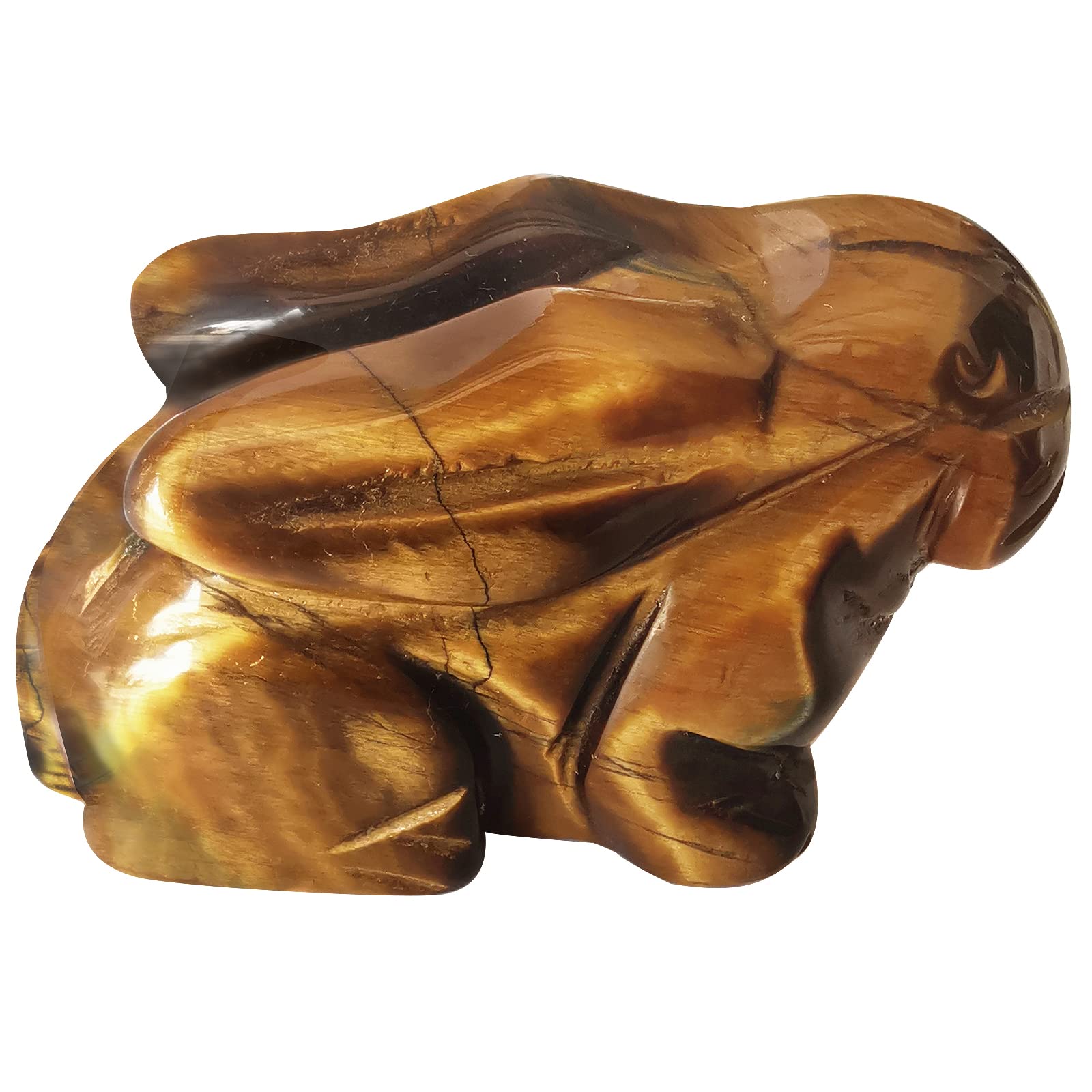Lovionus89 Crystal Decor Rabbit Sculpture, 2 Inches Natural Pocket Carved Crystals and Healing Stones Statue Collectibles, Tiger's Eye — image 1