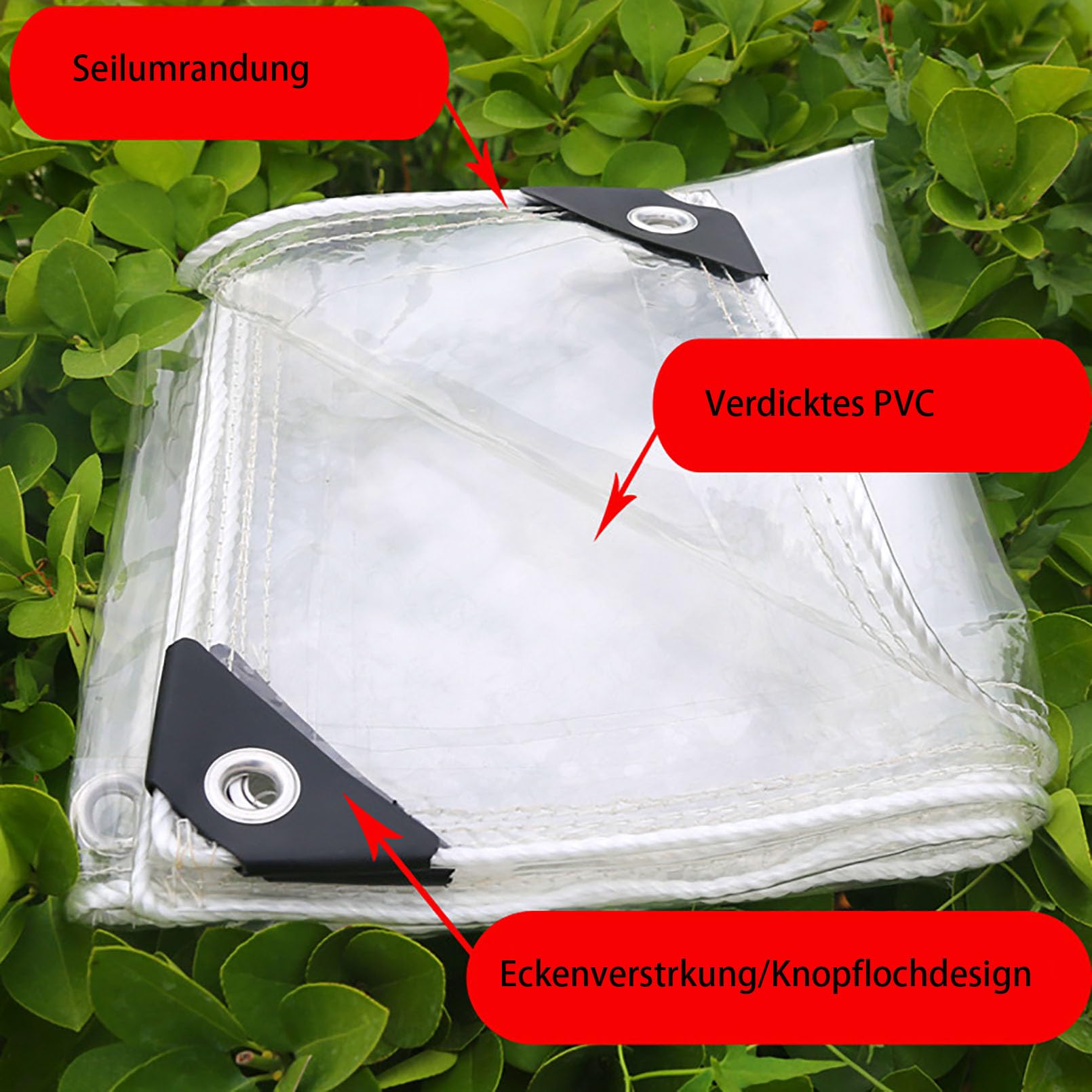3 x 8 m de Lona Transparente Impermeable de PVC con Ojales, Impermeable.