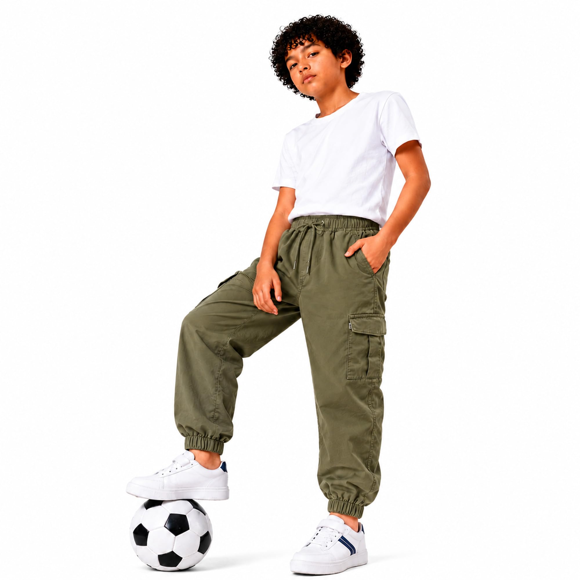 Purple United Kids Boys Joggers Trousers | Cargo Multi Pocket Style | Relaxed Fit | Cotton Fabric | Adjustable Drawstring Waist | Casual Trousers | Comfortable Everyday Wear Clothing (2 to 14 Years)