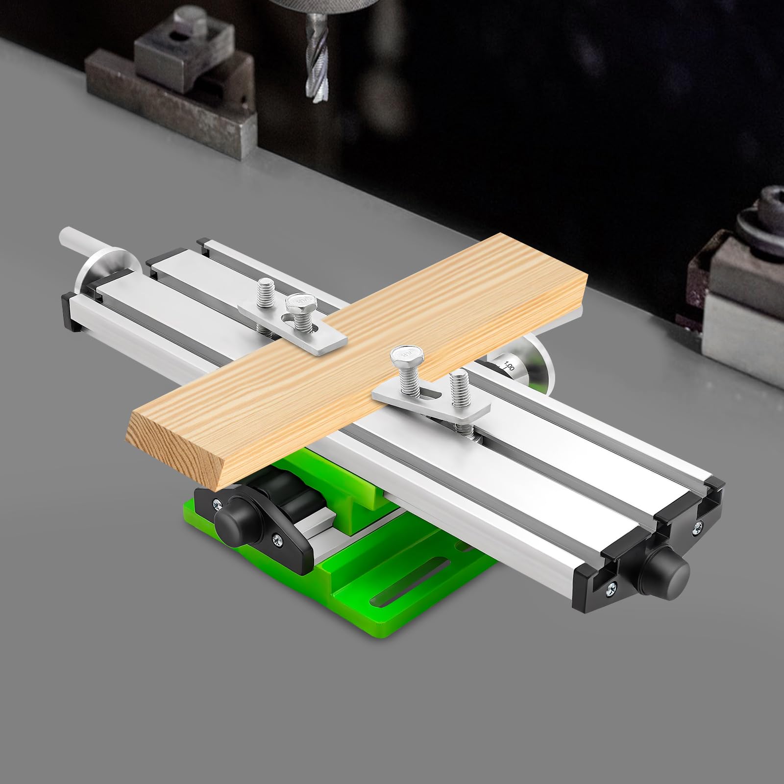 Fresadora de mesa, mesa cruzada, mesa de trabajo multifunción con escala, tres trineos, mesa deslizante X-Y ajustable, fresadora de metal para taladro de mesa, soporte para taladro