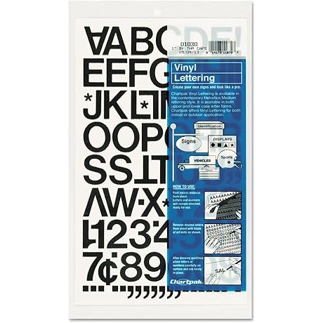 Chartpak 1 inch Self-Adhesive Vinyl Capital Letters and Numbers
