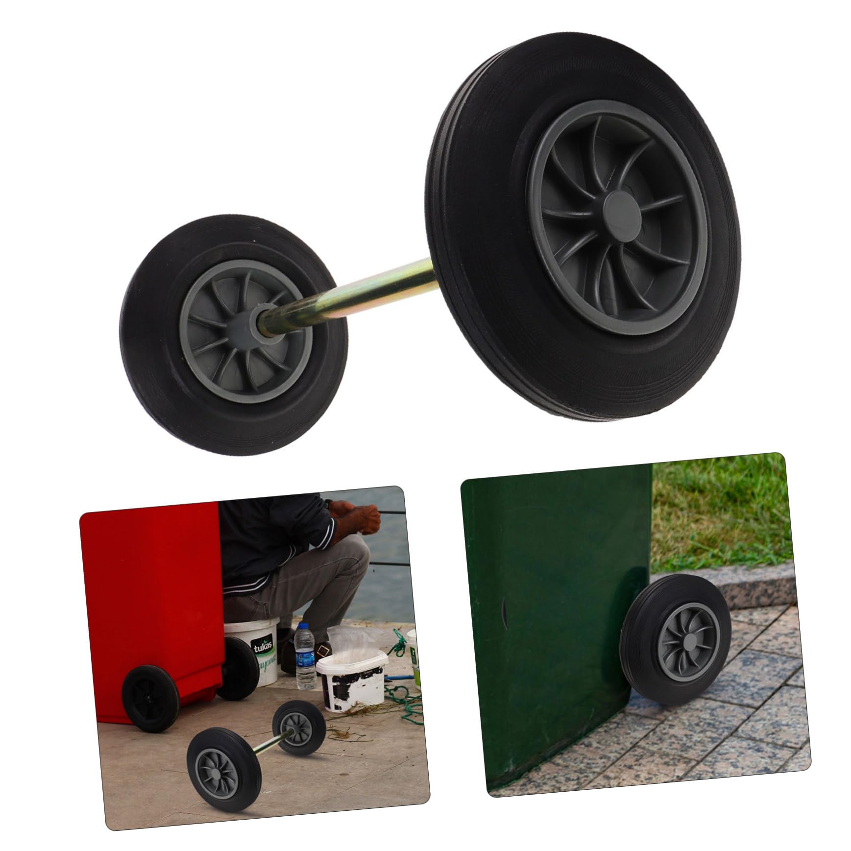 Zerodeko Rueda de Bote de Basura de Goma Hierro 1 Juego para Reemplazo | Diseño Rueda y Eje, Instalación Rápida, Uso Intensivo, para Waste Bin y Garbage Can