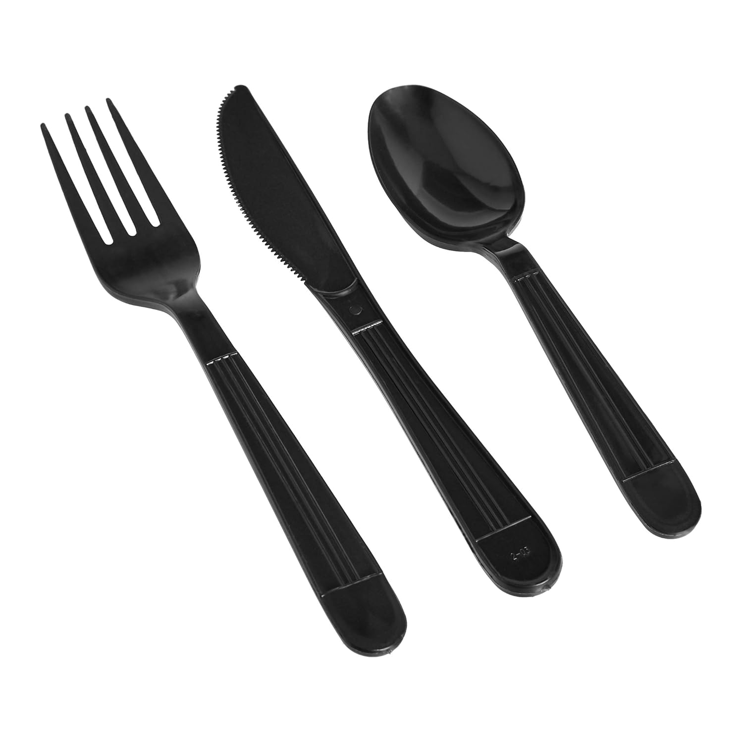 Amazon Basics 360 Piece Plastic Cutlery Set, Black (180 forks, 120