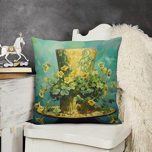 Miniatura 1 de HighonHi Cojines Decorativos para Sala - Funda de cojín cuadrada con diseño de trébol para el Día de San Patricio, para muebles de patio, sofá,
