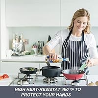 Vista 4 de Soporte de silicona para mango caliente, agarradera para sartenes de hierro fundido y sartenes, funda resistente al calor, mango de agarre de mango