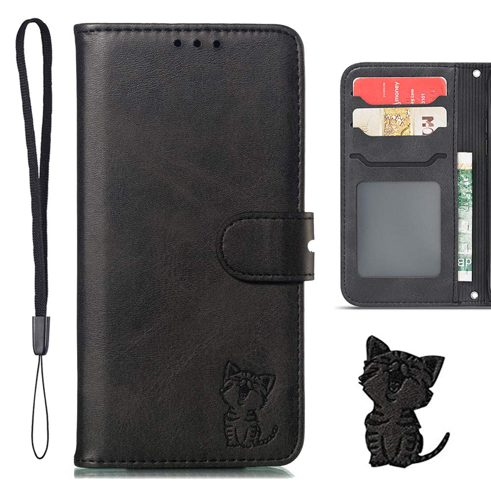 iPhone13 Pro Max ケース手帳型 iPhone 13 Pro Max 手帳 カバー iPhone13promax 手帳型ケース iPhone 13 Pro Max ケース あいふぉん13 プロ マックス 手帳型ケース アイフォン13 プロマックス ケース 手帳型 スマホケース 可愛い キャラクター 携帯ケース スマイル 笑顔猫ちゃん 保護ケース 猫柄 動物 アニマル どうぶつ 柄 携帯カバー ねこ ネコ PUレザー ストラップ付き カード収納 ベルトマグネット式 スタンド機能 かわいい 薄型 防水 ノート型 おしゃれ 耐衝撃 男女兼用 黒色 (iPhone 13 Pro Max 6.7 inch対応) ブラック