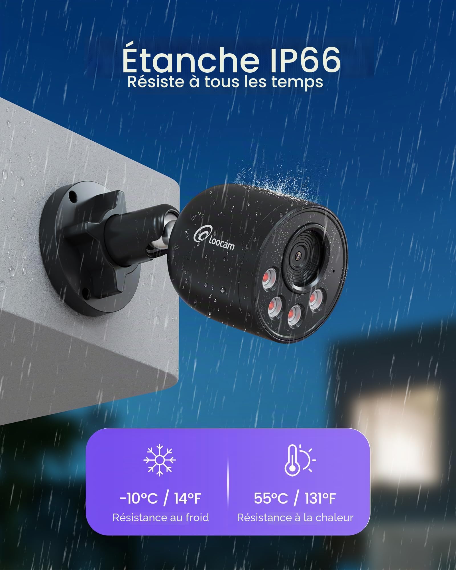 Loocam Kit Caméra de Surveillance PoE 4K 8MP - 8CH NVR H.265+ avec 2To HDD