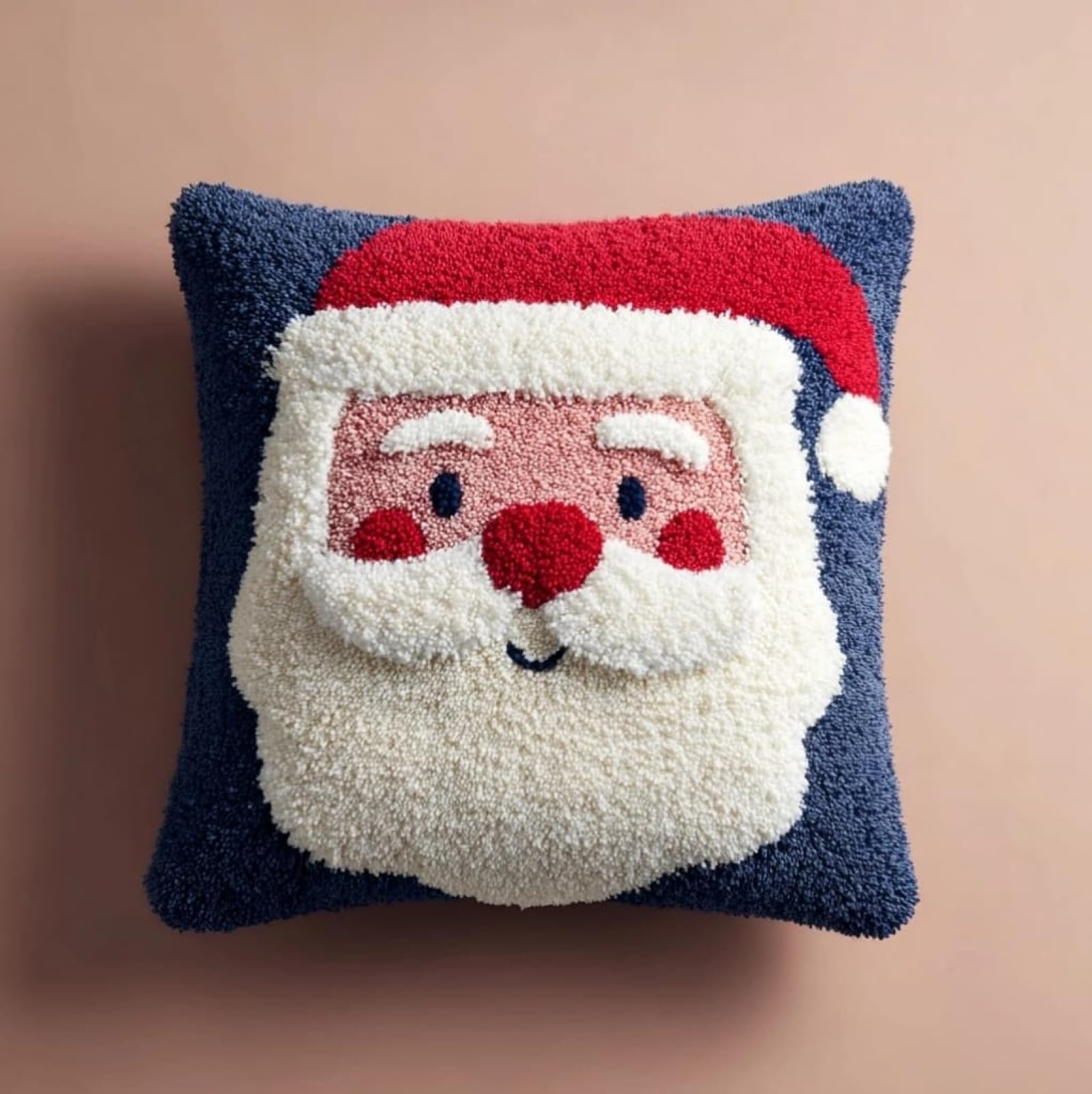 AxiangziK Latch Hook Pillow Kit for Beginners,Cute Santa Claus 43x43cm DIY Cushion Cover Making Kit,Complete Craft Set for Home Sofa Bedroom Decor Gifts