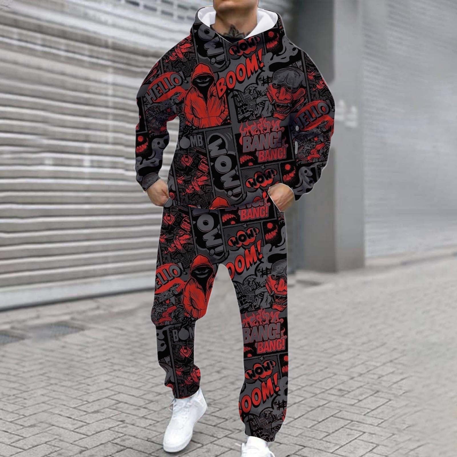 Tute da Ginnastica Uomo Due Pezzi Abbigliamento Sportivo con Cappuccio Tuta Traspirante Training Homewear per 2 Jogging Fitness Sportiva Set Felpa E Pantalone Autunno Inverno