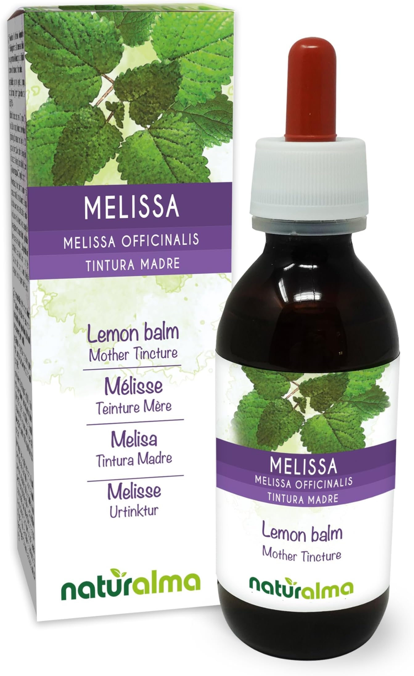 Lemon Balm (Melissa officinalis) Leaves Alcohol-Free Mother Tincture Naturalma - Liquid Extract Drops 120 ml - Food Supplement - Vegan