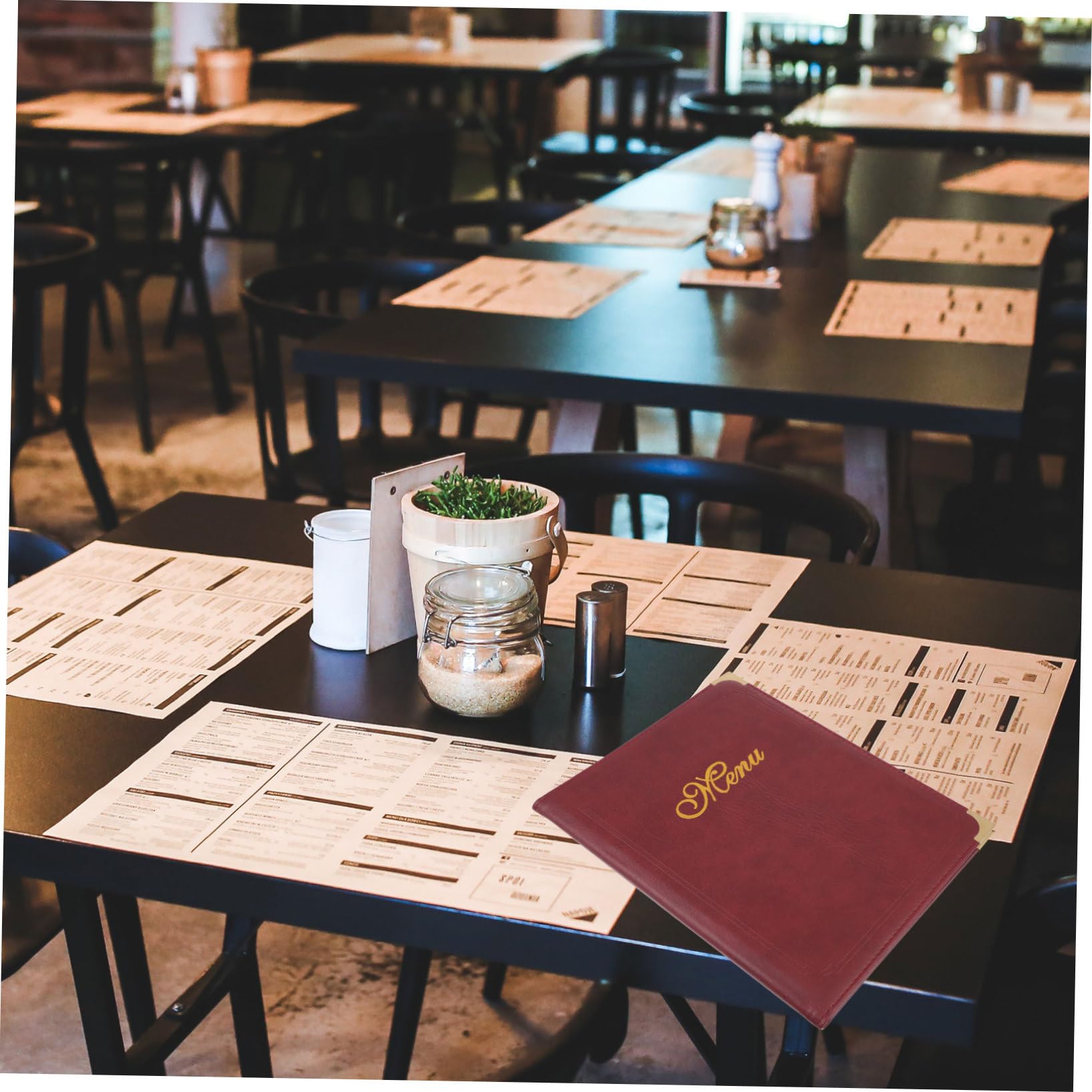 Carpeta de Visualización del Menú y Documento de Menú para Restaurante Cubierta de Cuero PU, Esquina Redondeada, Diseño Clásico y Uso en Recepción de Comercios
