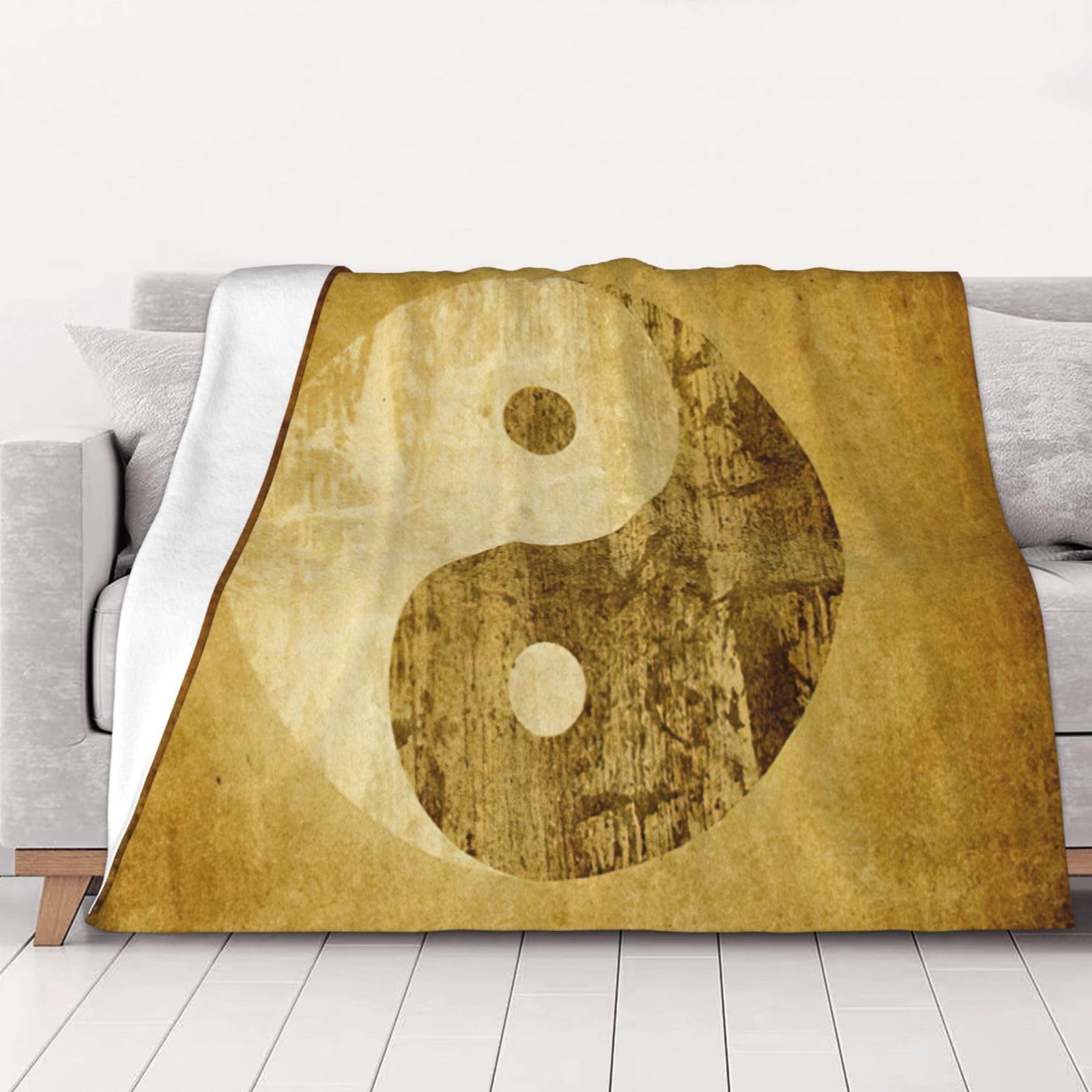 Couverture en flanelle Yin Yang douce pour lit et canapé toutes saisons