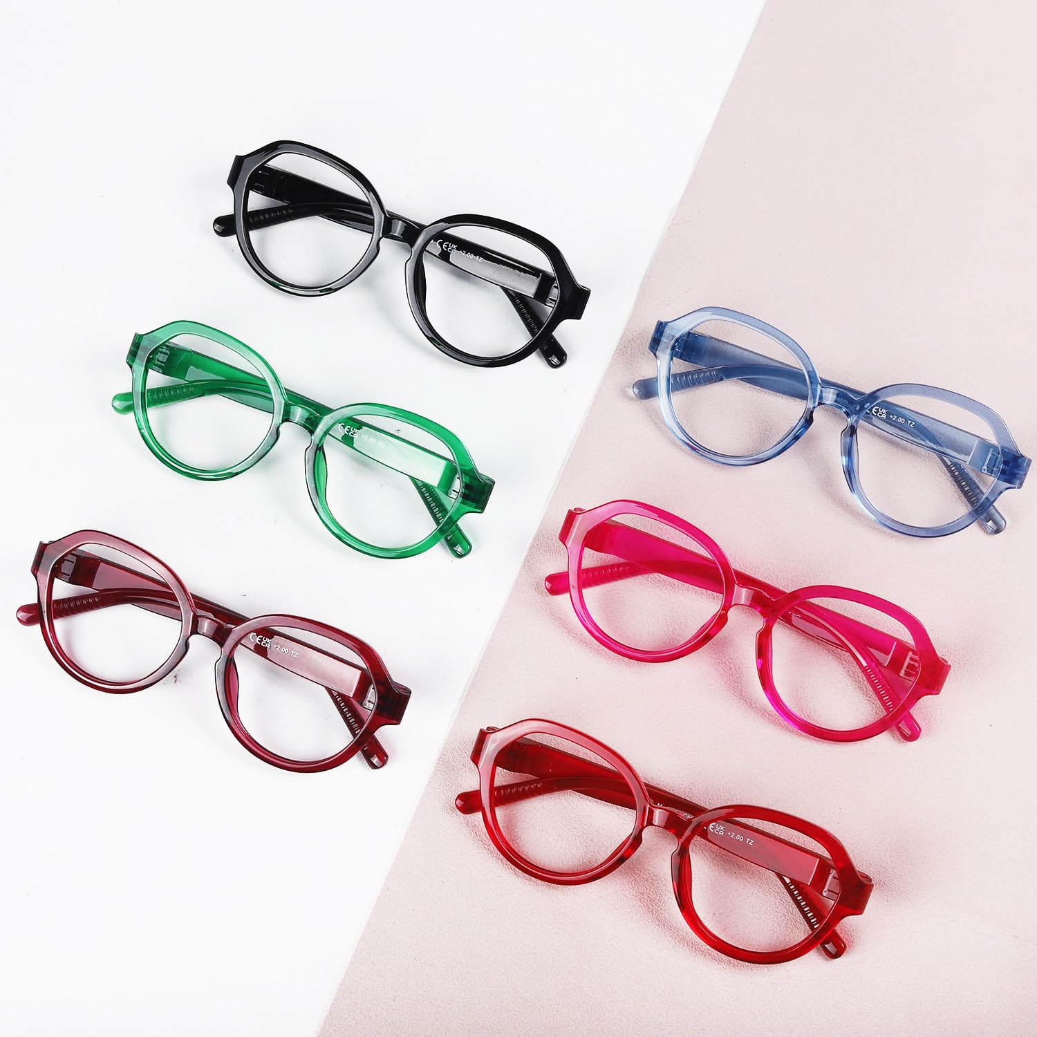 Gr8Sight Oversized Metalless Screwless Spring Hinges Reading Glasses For Women 6 Pack Ladies Readers Cheaters +2.25