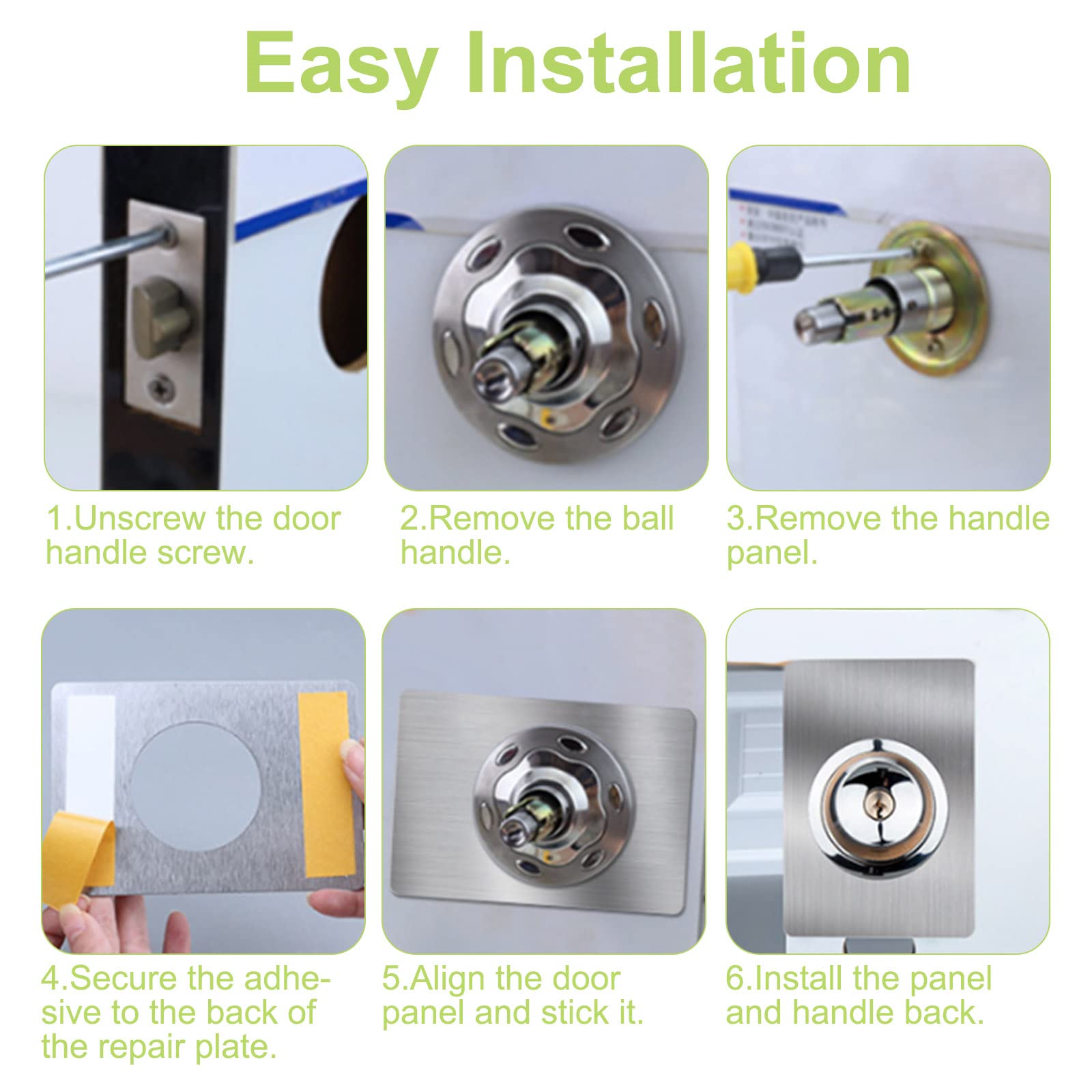 6 PCS Door Reinforcement Plate Door Handle Fixing Plate Bracket Door