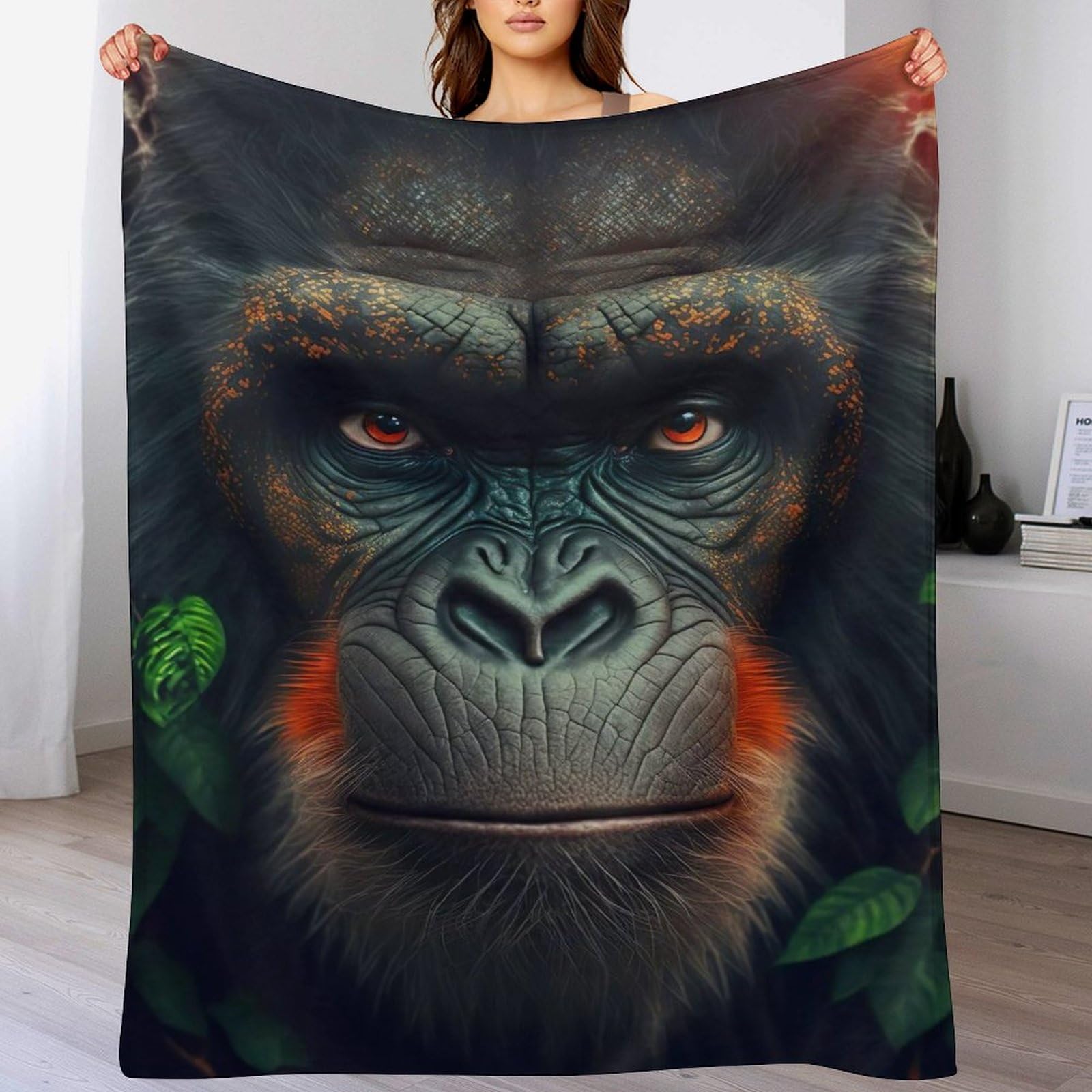 Couverture gorille flanelle douce de qualité supérieure pour lit adulte 180x200cm