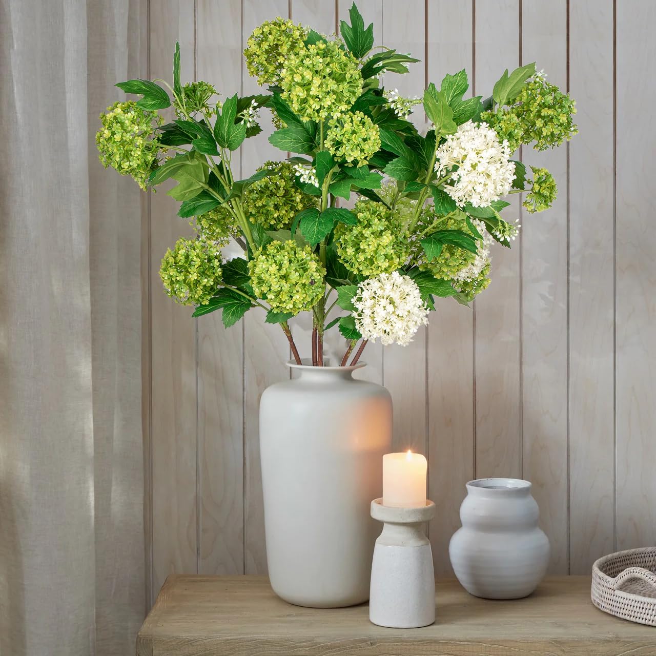 Faux Hydrangea Flowers 31" Light Green Artificial Hydrangea Spray with 5 Flower Heads, 3 Per Bag.Faux Hydrangeas Plastic Flowers Fake Hydrangeas for Indoor Outdoor Wedding Table Centerpieces Decor