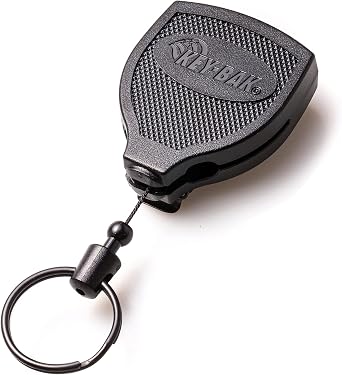 KEY-BAK SUPER48 PLUS HD 8oz. سلسلة مفاتيح قابلة للسحب Ambidextrous مع 48 & # 34 ؛ مشبك الحبل القابل للسحب وقفل حزام الصلب ، أسود 0S48-8474