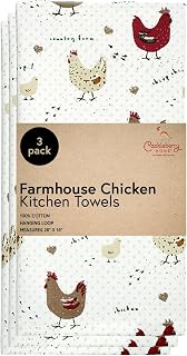 Cackleberry Home Farmhouse Chicken Kitchen Towels 100% Cotton, Set of 3