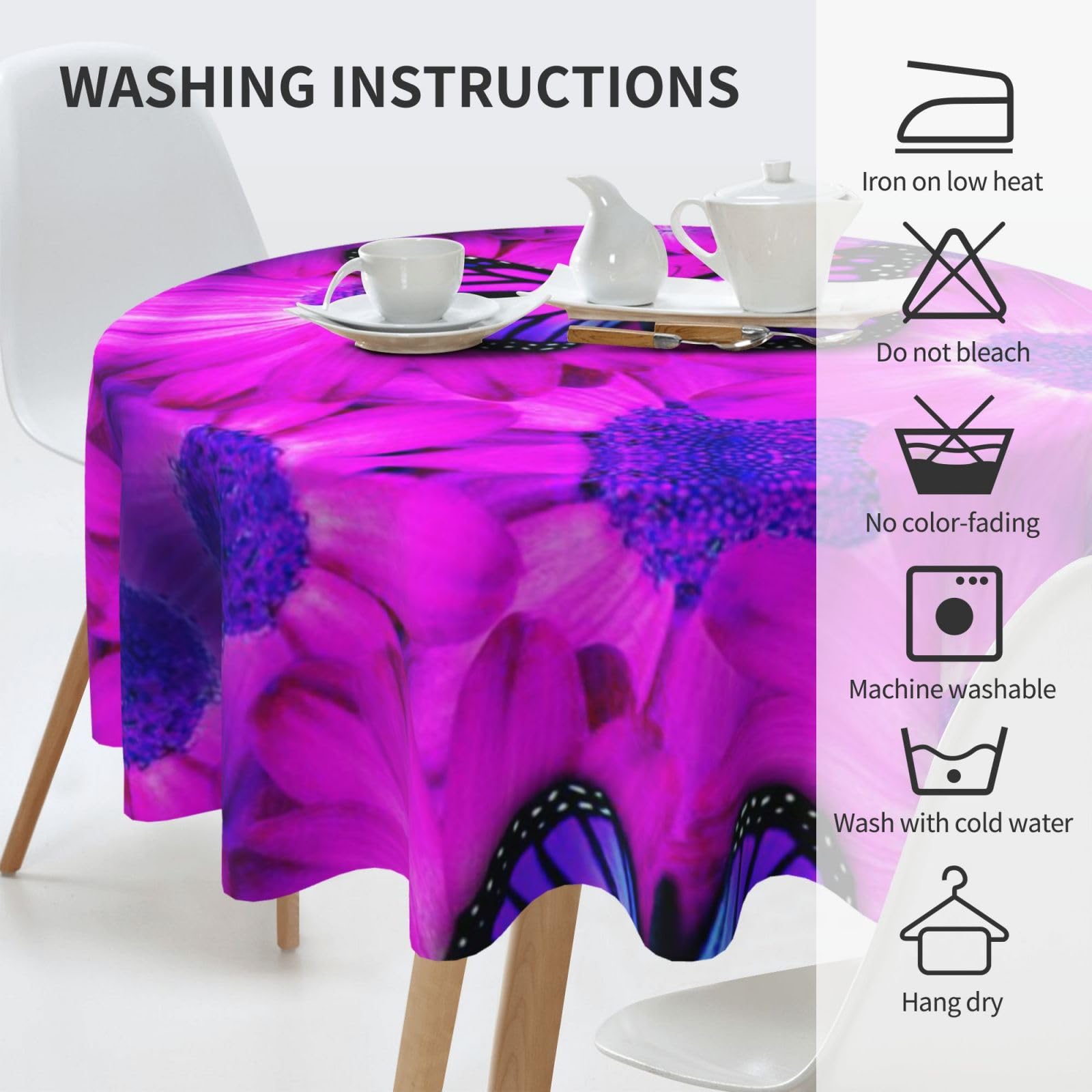 UIUPRO Eucalyptus Leaves 60 Inch Round Tablecloth,White Rose Flowers Circle Table