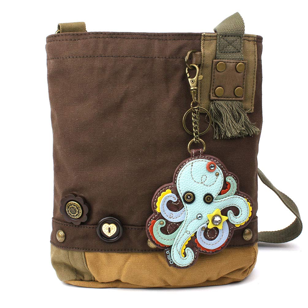 CHALA Patch Cross-Body Women Handbag, Canvas Messenger Bag Olive, Metal Charming Cross - Oliv, Medium — view 106