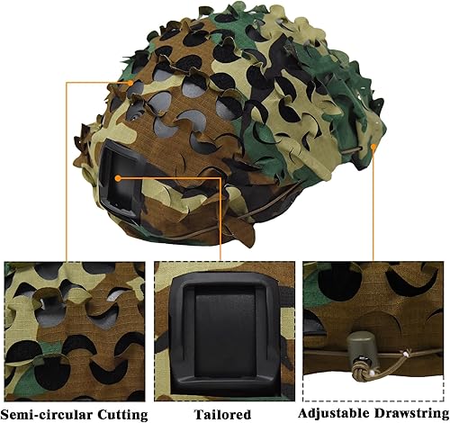 Vista 17 de LOOGU Funda táctica para casco, malla transpirable, camuflaje camuflaje casco cubierta ideal para combate táctico militar LOOGU SPRETTA.C MT frondoso