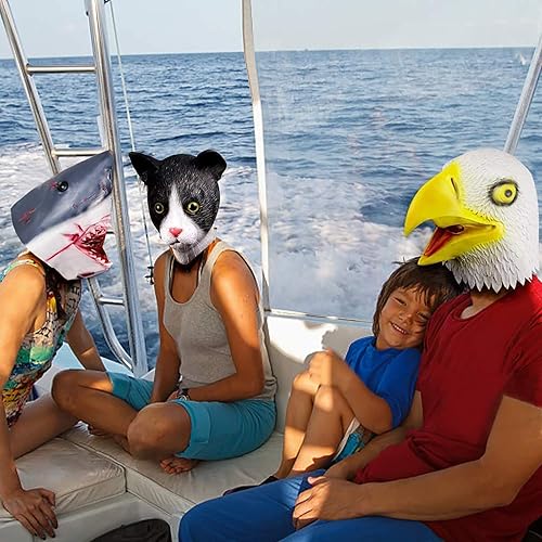 Miniatura 7 de Molezu Máscara de Halloween para disfraz de fiesta de látex con diseño de gato gato infeliz