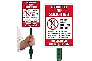 Absolutely No Soliciting Garden Yard Sign | 10" x 7" Rustproof Aluminum Sign