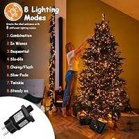 cshare 20m 200 LED Karácsonyi Fényfüzér Időzítővel 8 Üzemmód Meleg Fehér Vízálló 3