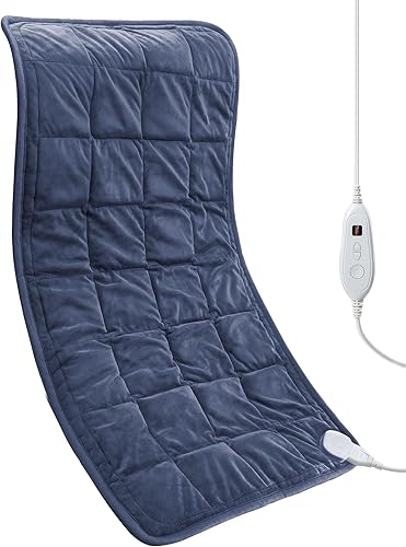 Almohadilla térmica pesada de 17 x 33 pulgadas XXXL para aliviar el dolor de espalda, 5 libras con 6 ajustes de calor, almohadilla térmica de