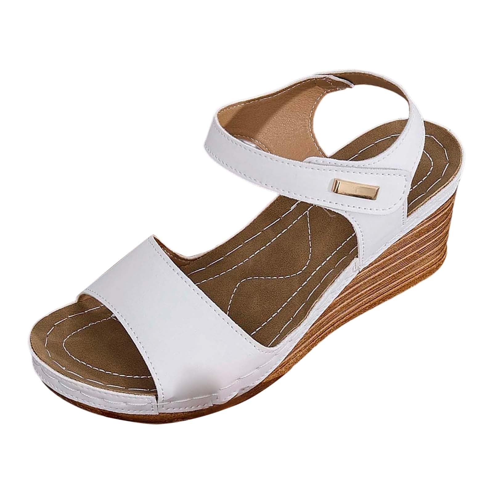 Ciabatte Ortopediche Donna Estive - Pelle Anatomiche Sandali Pantofole Zeppa Comode Da Casa Eleganti Leggere Ciabatte Per Fascite Plantare Moda Aperta Antiscivolo Arch Support Sandalo Spiaggia Mare