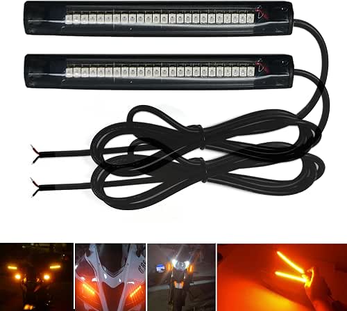 2Pcs 10CM Amber led Strip Motorcycle Turn signal lights,Universal Front