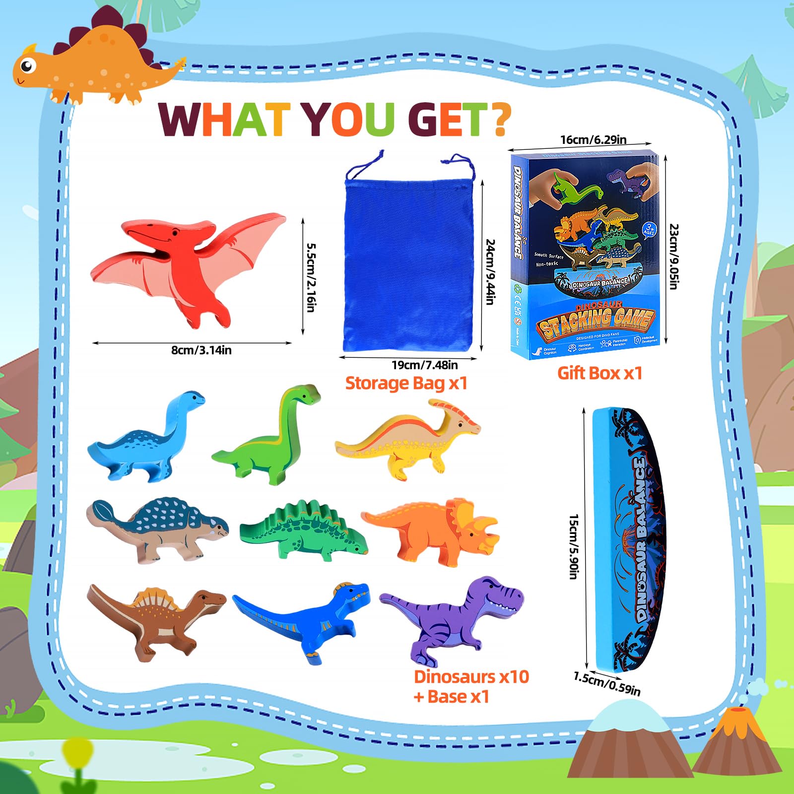 Akozon Blocs d'équilibre de dinosaures L'équilibre de dinosaure bloque le jeu de société