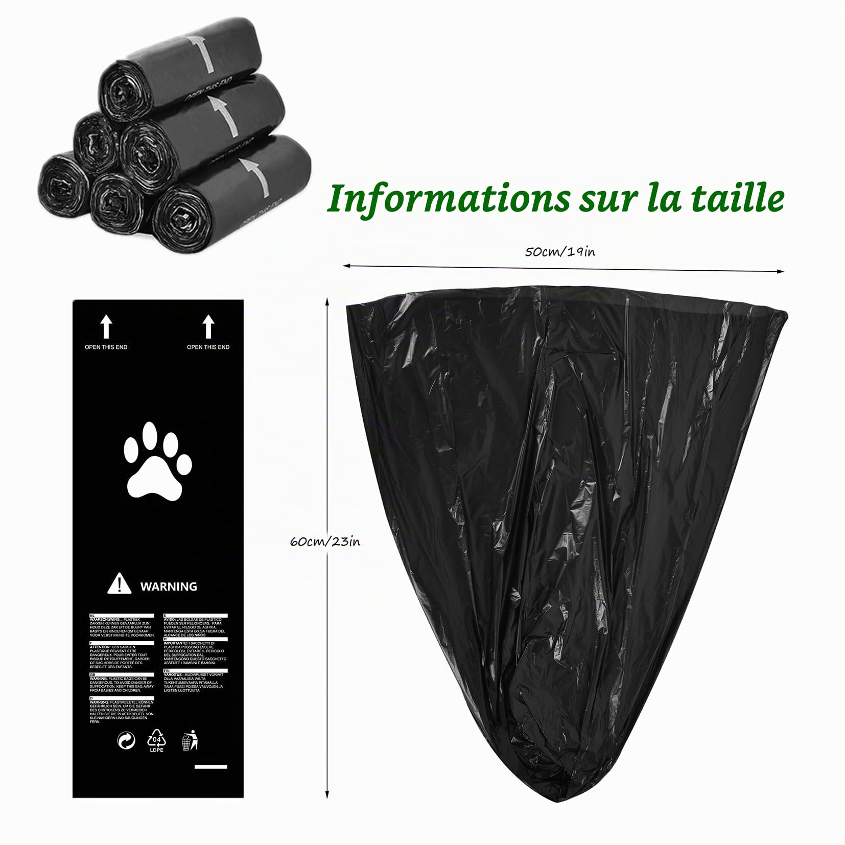 UP12L-BK-Y+90BK-New Poubelle à déjections canines avec couvercle pour l'extérieur avec filtre à charbon actif et sacs en plastique, 10 l