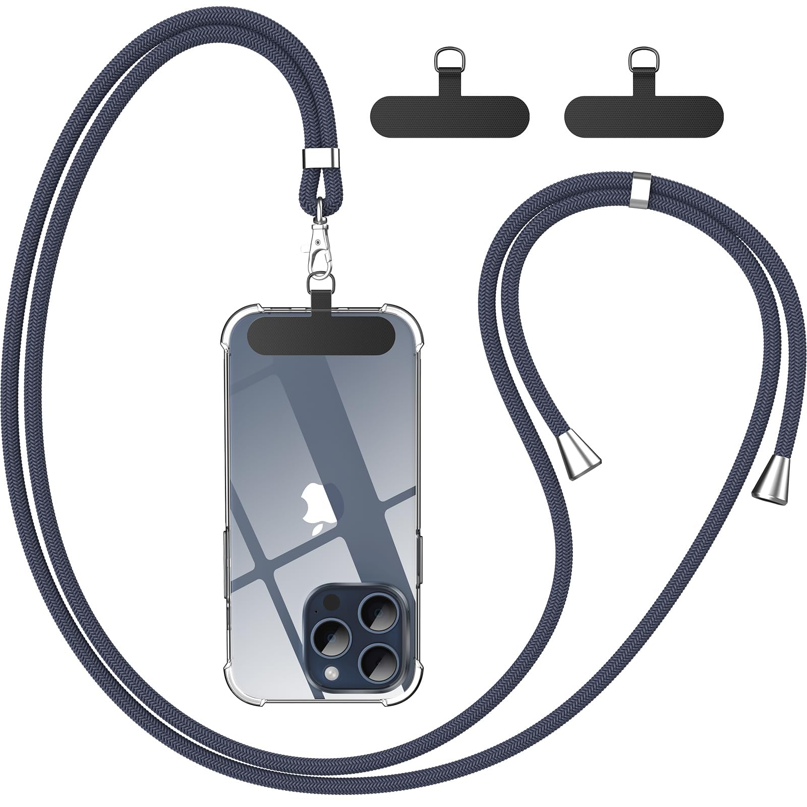 caslord Handyband Universal, Handy Lanyard, Geeignet für alle Smartphones mit 2 Stück Universelles Patch, Handyband mit jeder Hülle kombinierbar, Einstellbar und Abnehmbar -Dunkelgrau