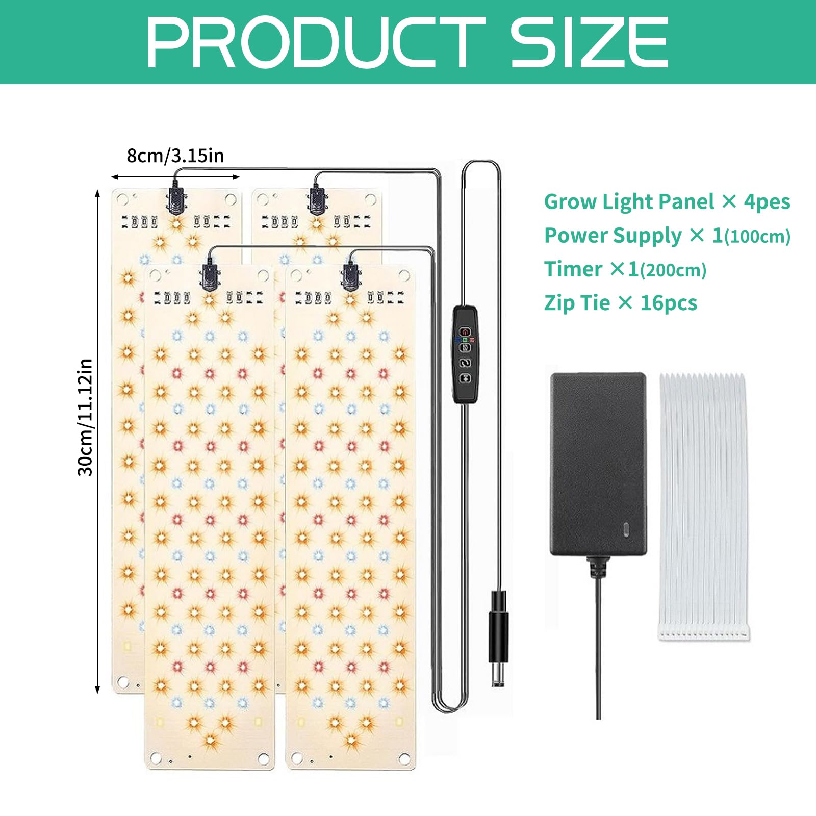 Lampe de Plante LED,4 Pcs Lampe Plante Interieur,Lampe pour Plante,avec Minuterie de 3/9/12 Heures,10 Niveaux de Luminosité,pour Semis Succulentes Végétale Floraison(540 LEDs)