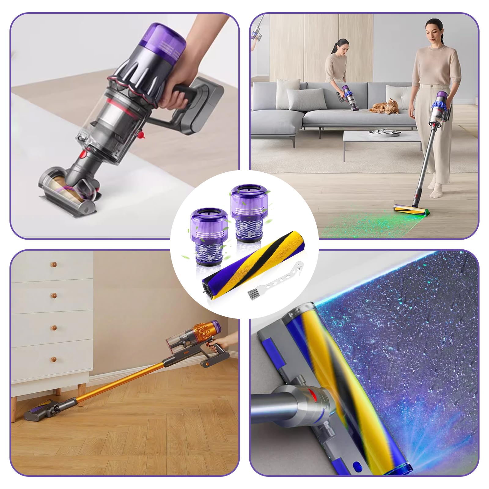 3 sztuki filtrów V15 do Dyson, filtr HEPA do Dyson V15, z 2 filtrami Dyson, 1 x akcesoria do szczotek V11, filtr zamienny do Dyson V15 Slim Absolute Extra/Total Clean/Fluffy